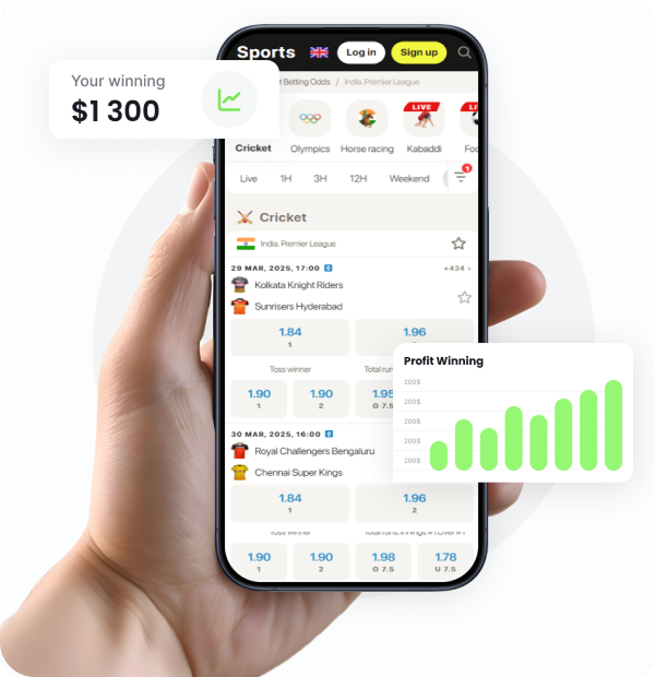 Smartphone with IPL betting app in hand